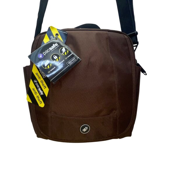 Pacsafe Brown Anti-Theft Adjustable Strap Slashproof Snatchproof Crossbody Bag - Picture 2 of 14